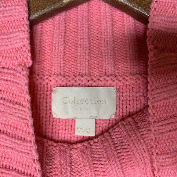 J. Crew Collection Womens Sweater Cable Knit Large L Pink Mock Neck Barbiecore - Picture 7 of 11